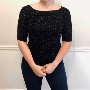 Cinched Black Polka Dotted Top